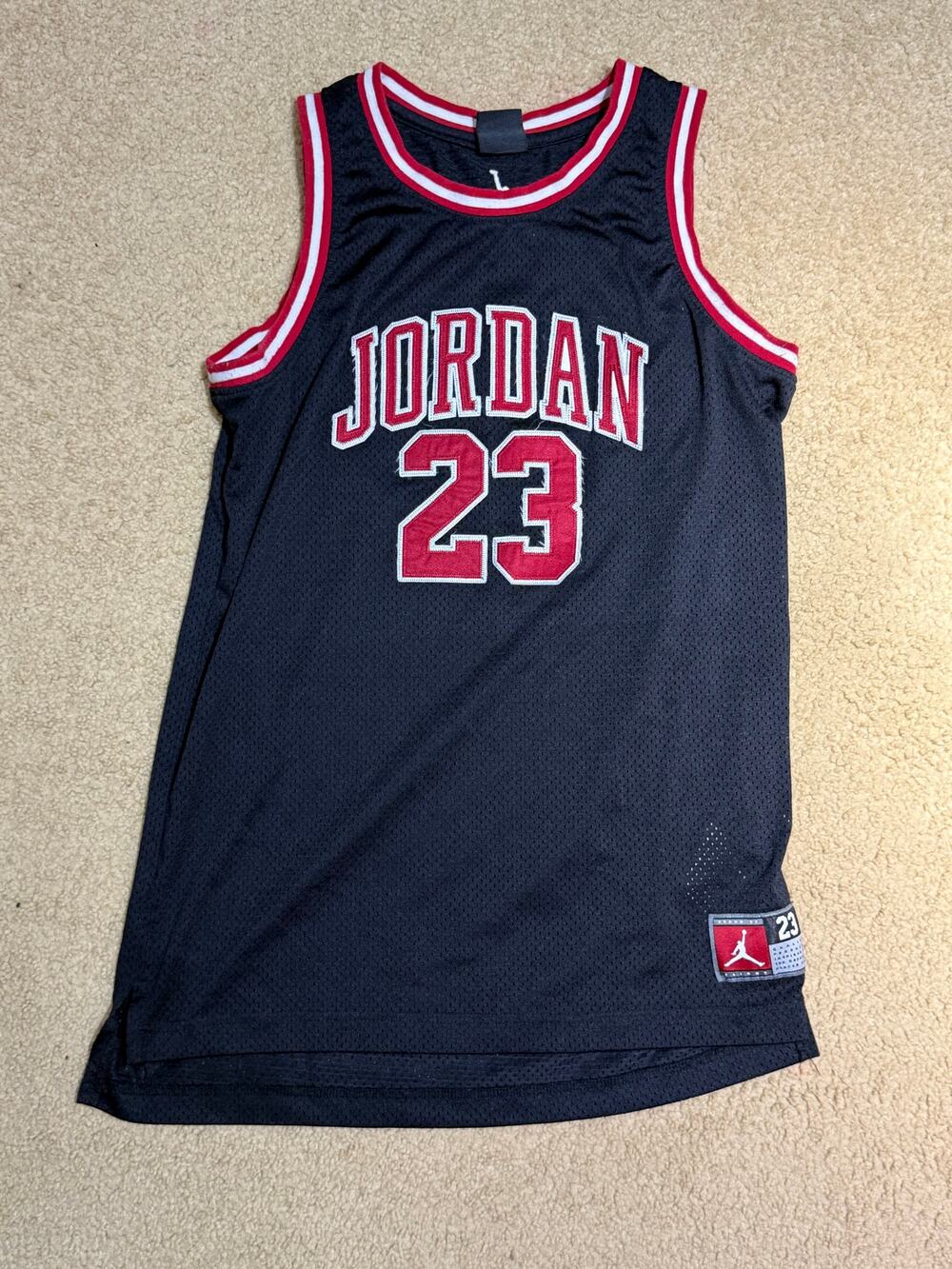 Nike Jordan "23" Mesh Basketball Jersey (Black / Red / White)